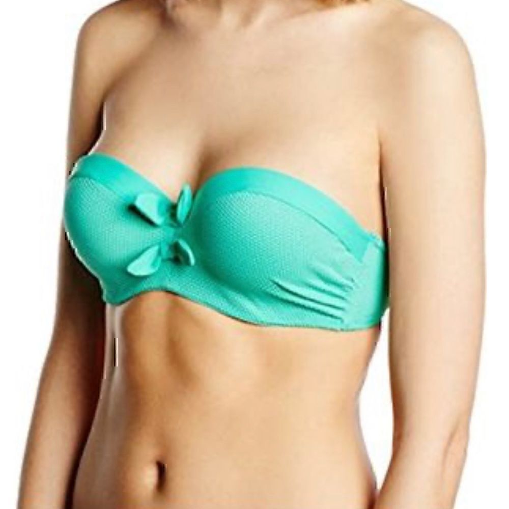 NWT Marie Meili Women's Nerida Bandeau Bikini Top Underwire 36D in Teal color